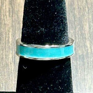 Lia Sophia Turquoise Enamel Band Ring, Size 7